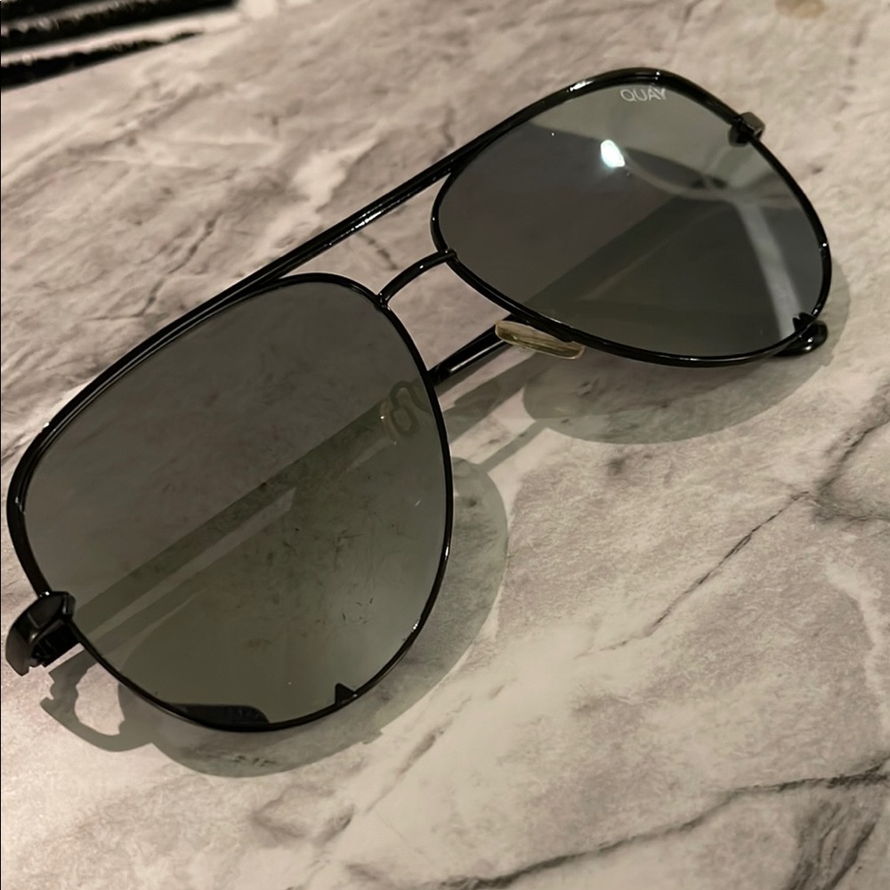 Quay Black Aviator Sunglasses